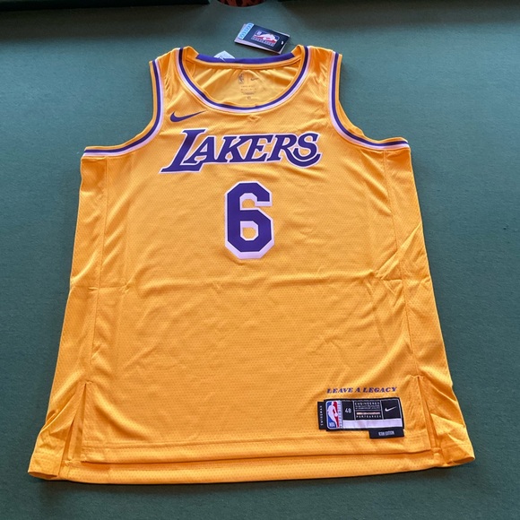 LeBron James Los Angeles Lakers Nike Yellow Purple Swingman Basketball Jersey - Picture 1 of 7